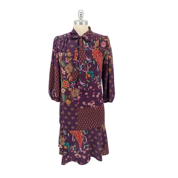 London Times Floral Shift Dress Purple 10 bohemian retro Business casual office - Picture 1 of 8